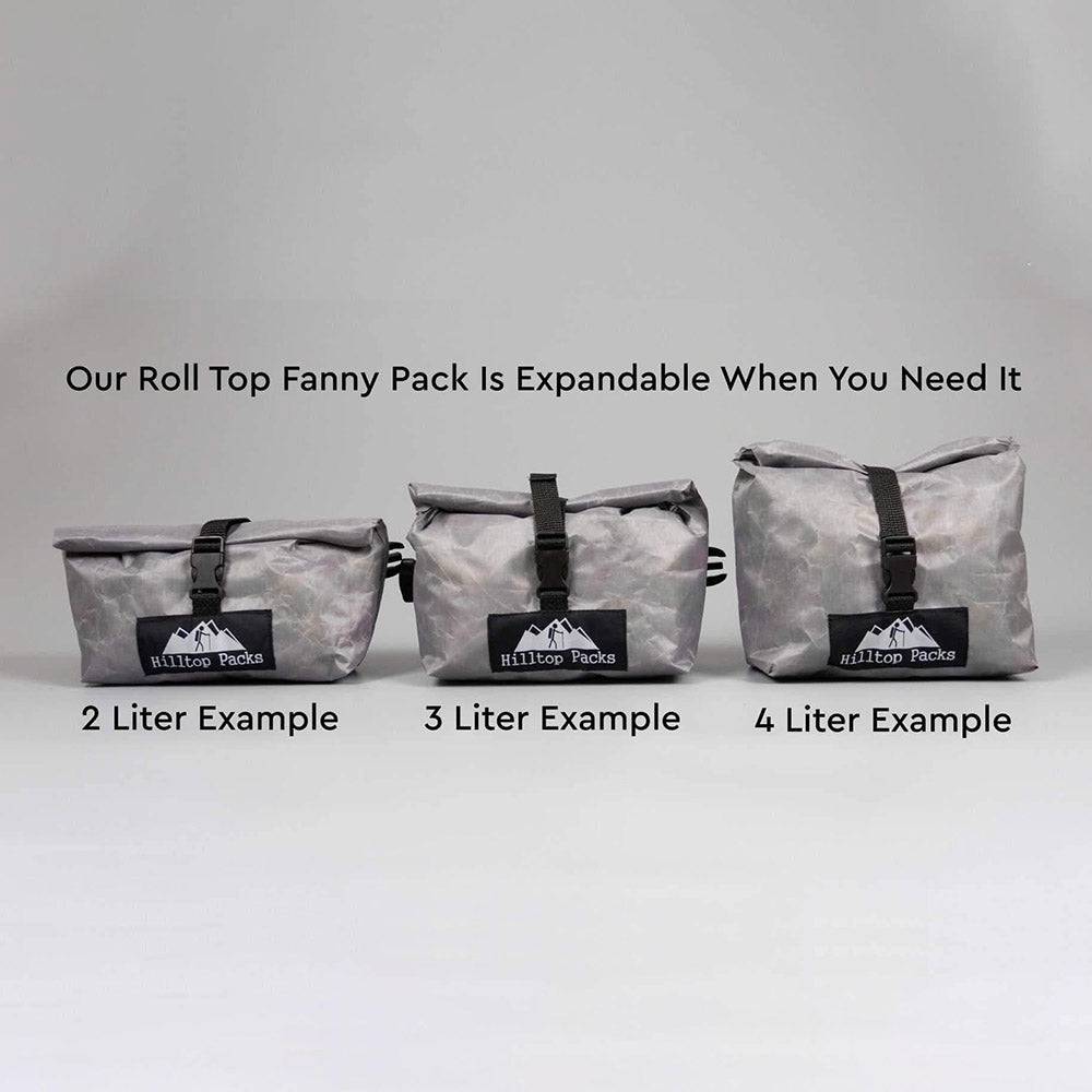 Roll Top Fanny Pack (Black Ultralight DYNEEMA) - Hilltop Packs LLC