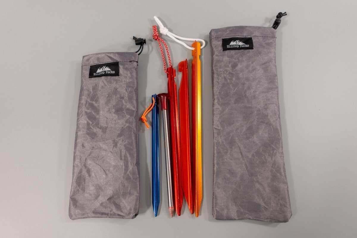 Ultralight Tent Stake Stuff Sack (D50T Tough Stake Bag) - Hilltop Packs LLC