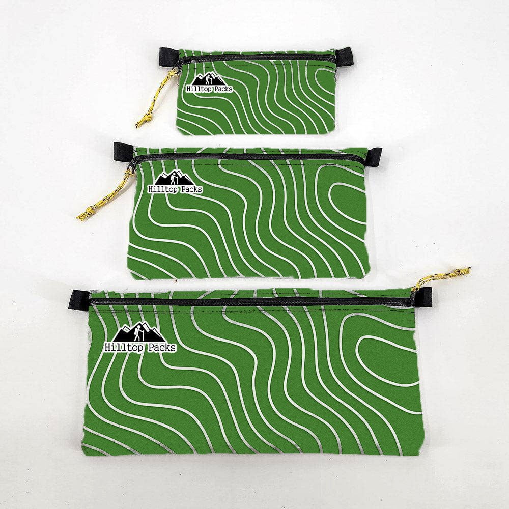 Zipper Pouches TOPO Patterns Ultralight D50T fabric - Hilltop Packs LLC