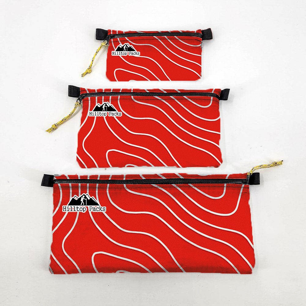 Zipper Pouches TOPO Patterns Ultralight D50T fabric - Hilltop Packs LLC