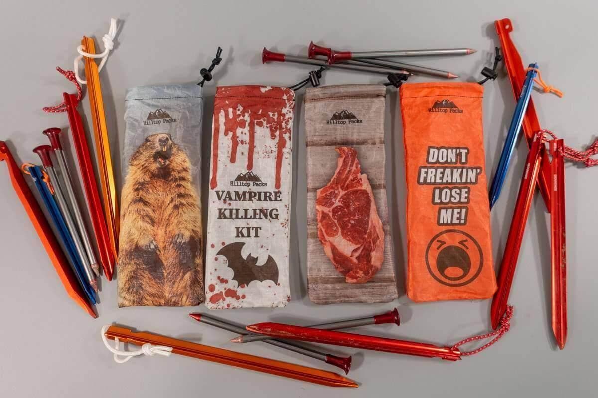 Tent Stake Stuff Sacks (Funny Prints) - Hilltop Packs LLC