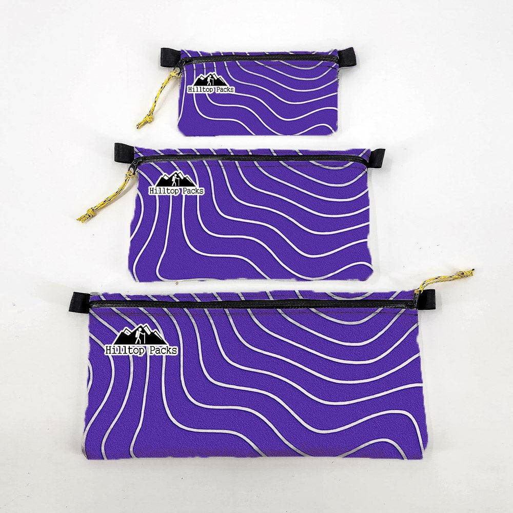 Zipper Pouches TOPO Patterns Ultralight D50T fabric - Hilltop Packs LLC