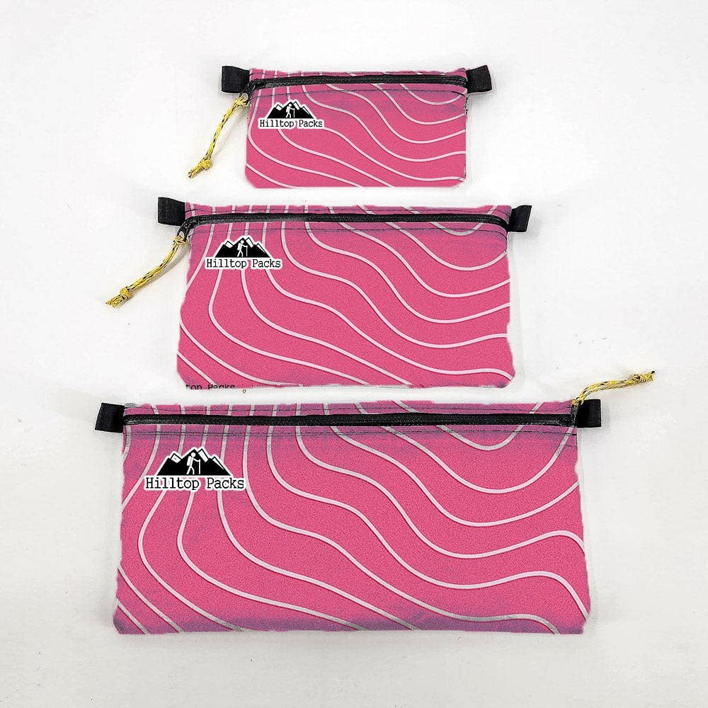 Zipper Pouches TOPO Patterns Ultralight D50T fabric - Hilltop Packs LLC