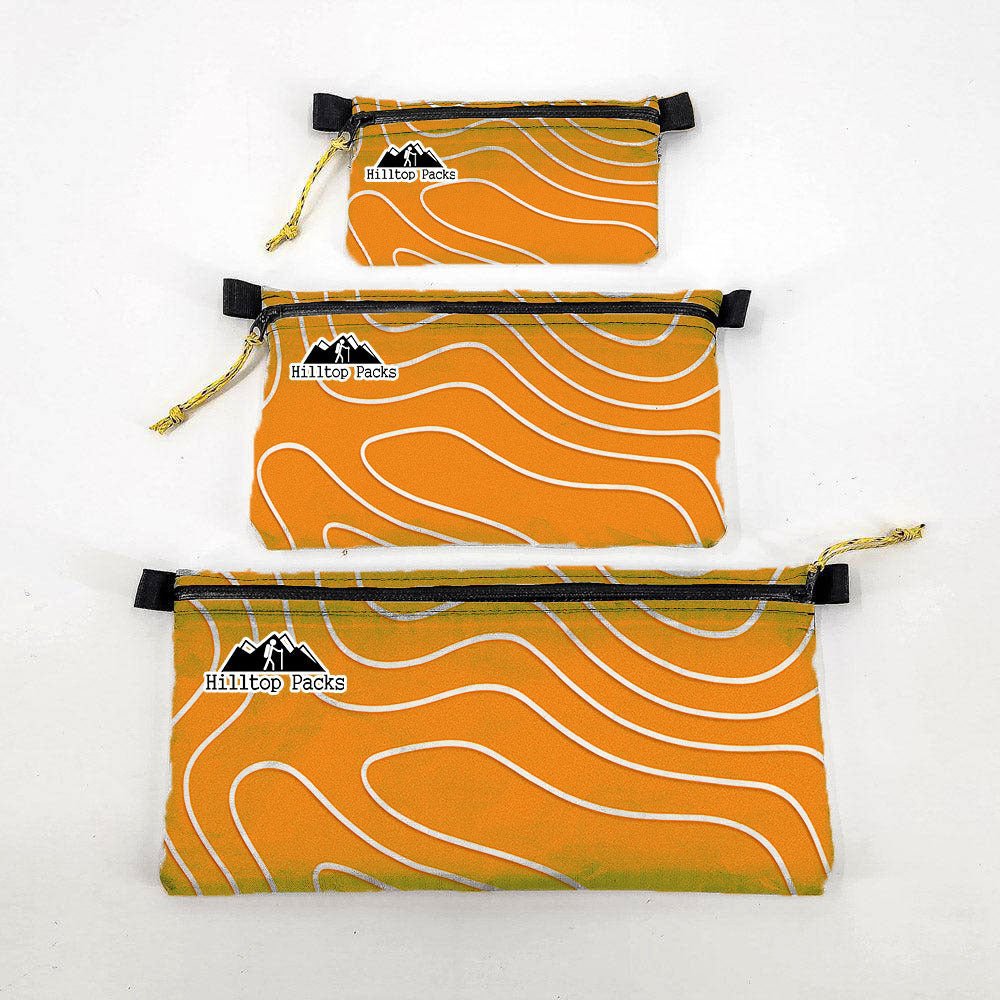 Zipper Pouches TOPO Patterns Ultralight D50T fabric - Hilltop Packs LLC
