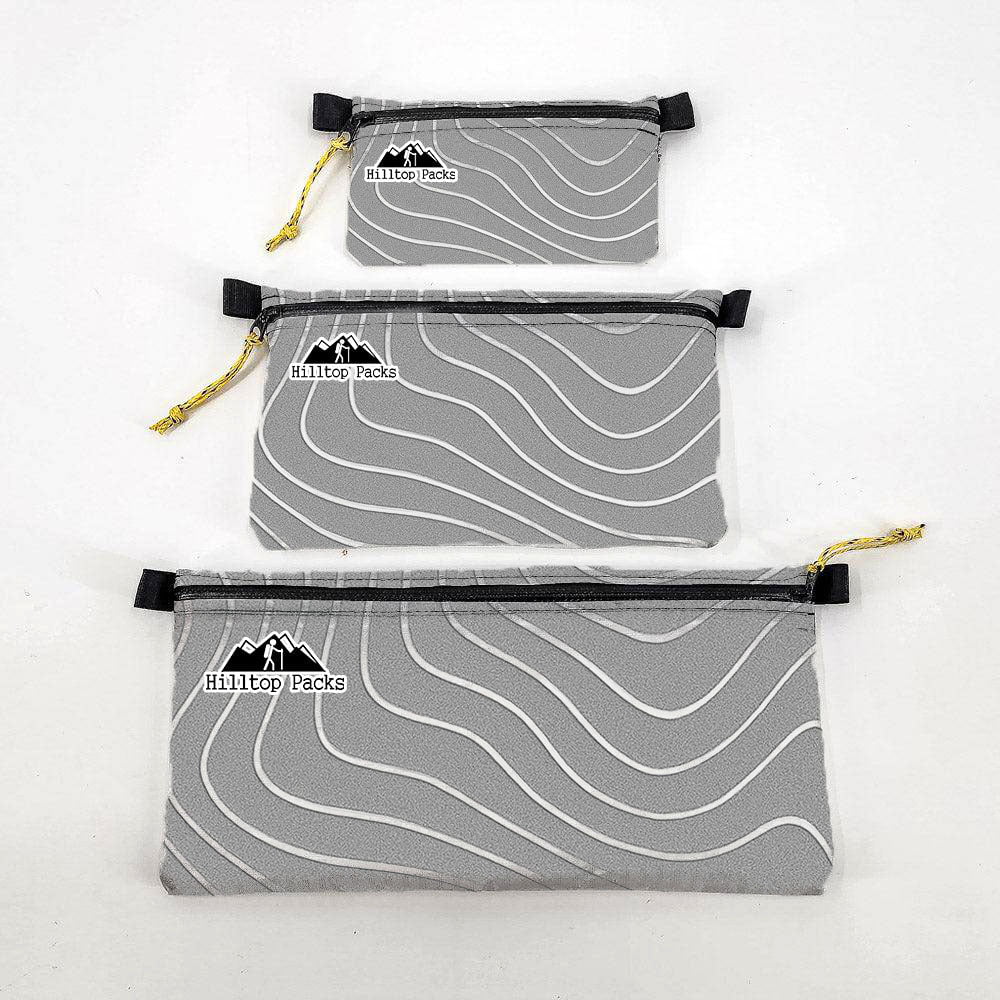 Zipper Pouches TOPO Patterns Ultralight D50T fabric - Hilltop Packs LLC