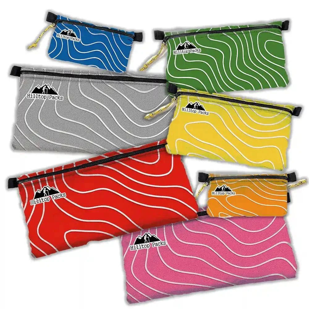 Zipper Pouches TOPO Patterns Ultralight D50T fabric - Hilltop Packs LLC