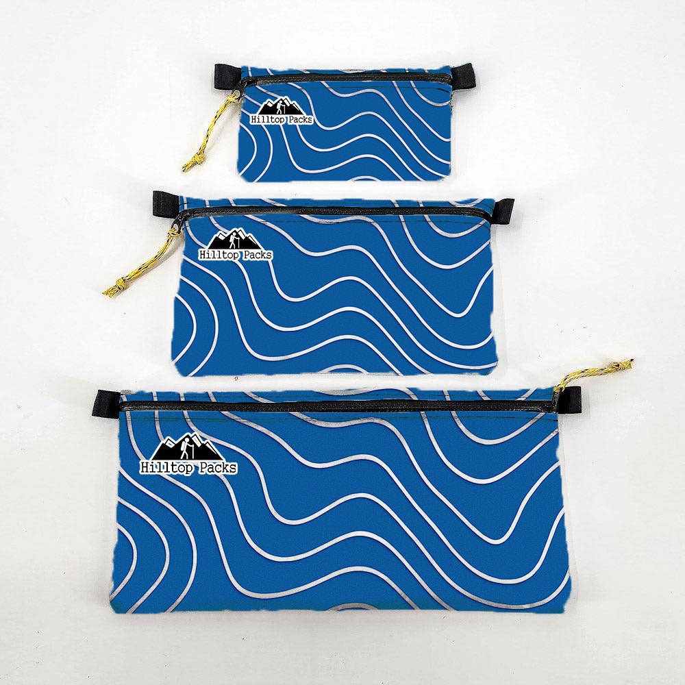 Zipper Pouches TOPO Patterns Ultralight D50T fabric - Hilltop Packs LLC