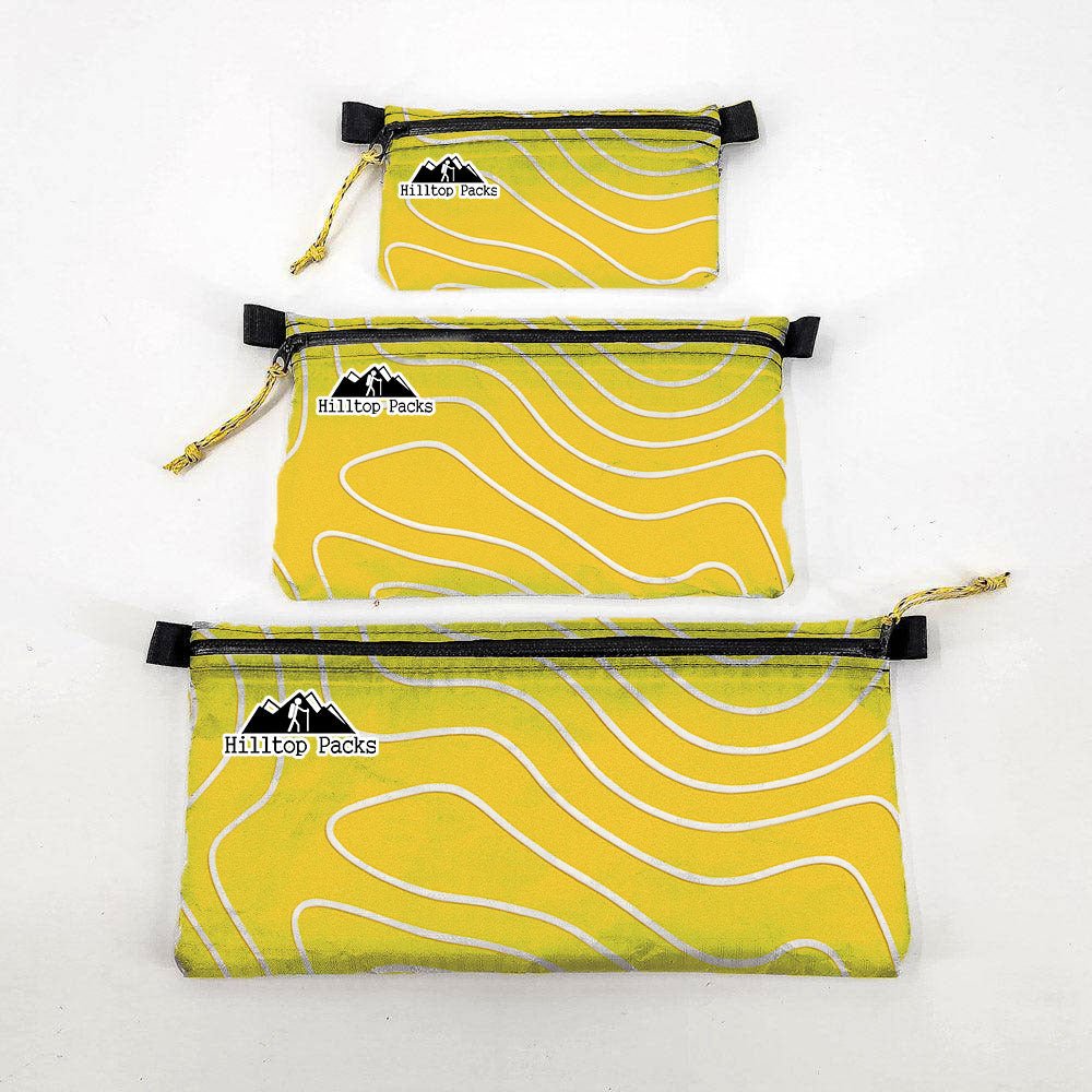 Zipper Pouches TOPO Patterns Ultralight D50T fabric - Hilltop Packs LLC